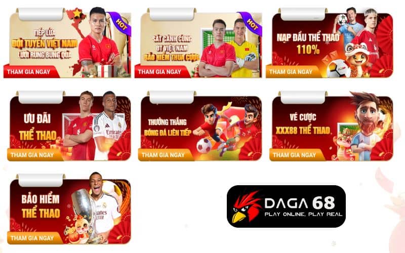 Các khuyến mãi khủng khi tham gia cá cược thể thao DAGA68 Các khuyến mãi khủng khi tham gia cá cược thể thao DAGA68