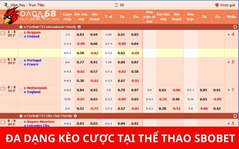 Đa dạng kèo cược cho người chơi tham khảo