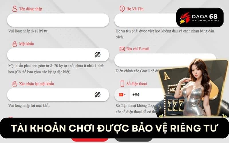 Người chơi có quyền riêng tư về tài khoản chơi Người chơi có quyền riêng tư về tài khoản chơi