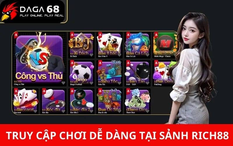 Người chơi có thể truy cập dễ dàng vào sảnh RICH88 Người chơi có thể truy cập dễ dàng vào sảnh RICH88