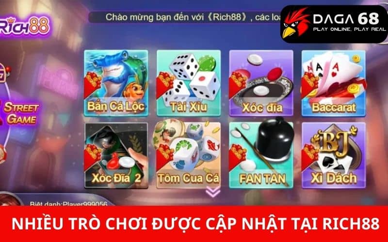 Nhiều trò chơi được cập nhật liên tục tại sảnh RICH88 Nhiều trò chơi được cập nhật liên tục tại sảnh RICH88
