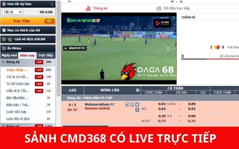 Sảnh CMD368 có nhiều bộ môn thể thao và live trực tiếp Sảnh CMD368 có nhiều bộ môn thể thao và live trực tiếp
