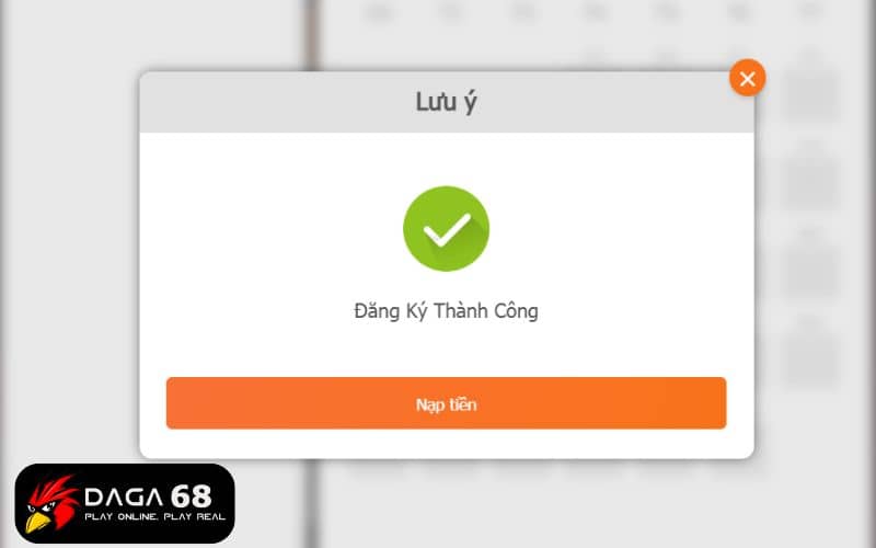 Kết quả đăng ký thành công tài khoản DAGA68 Kết quả đăng ký thành công tài khoản DAGA68